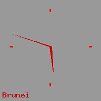 Best call rates from Australia to BRUNEI. This is a live localtime clock face showing the current time of 6:37 am Friday in Brunei.
