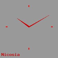 Best call rates from Australia to CYPRUS SOUTH. This is a live localtime clock face showing the current time of 9:38 pm Sunday in Nicosia.
